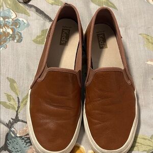 Keds Ladies Tan Leather Slip-Ons, Size 9.5
